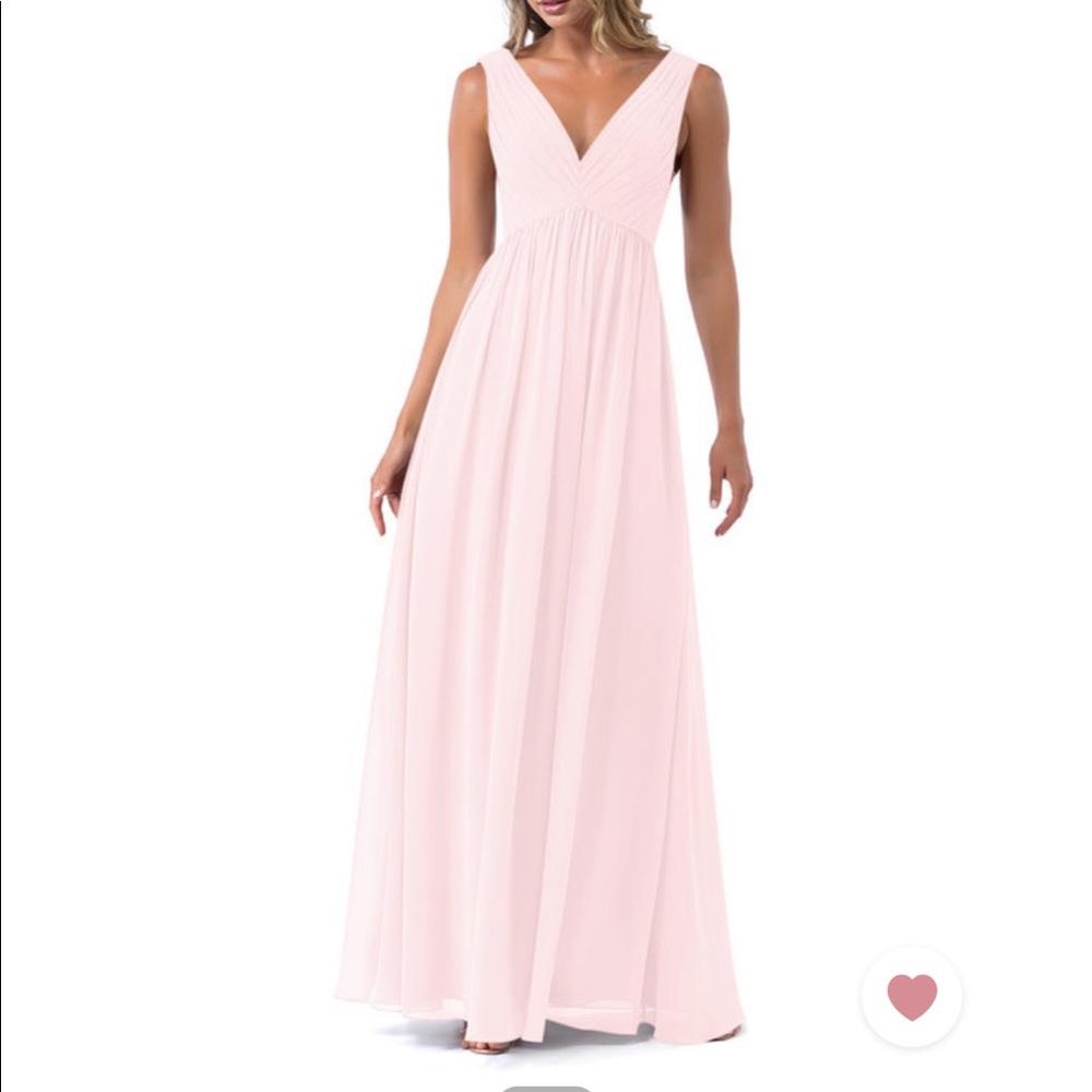 Blushing pink azazie bridesmaid dress